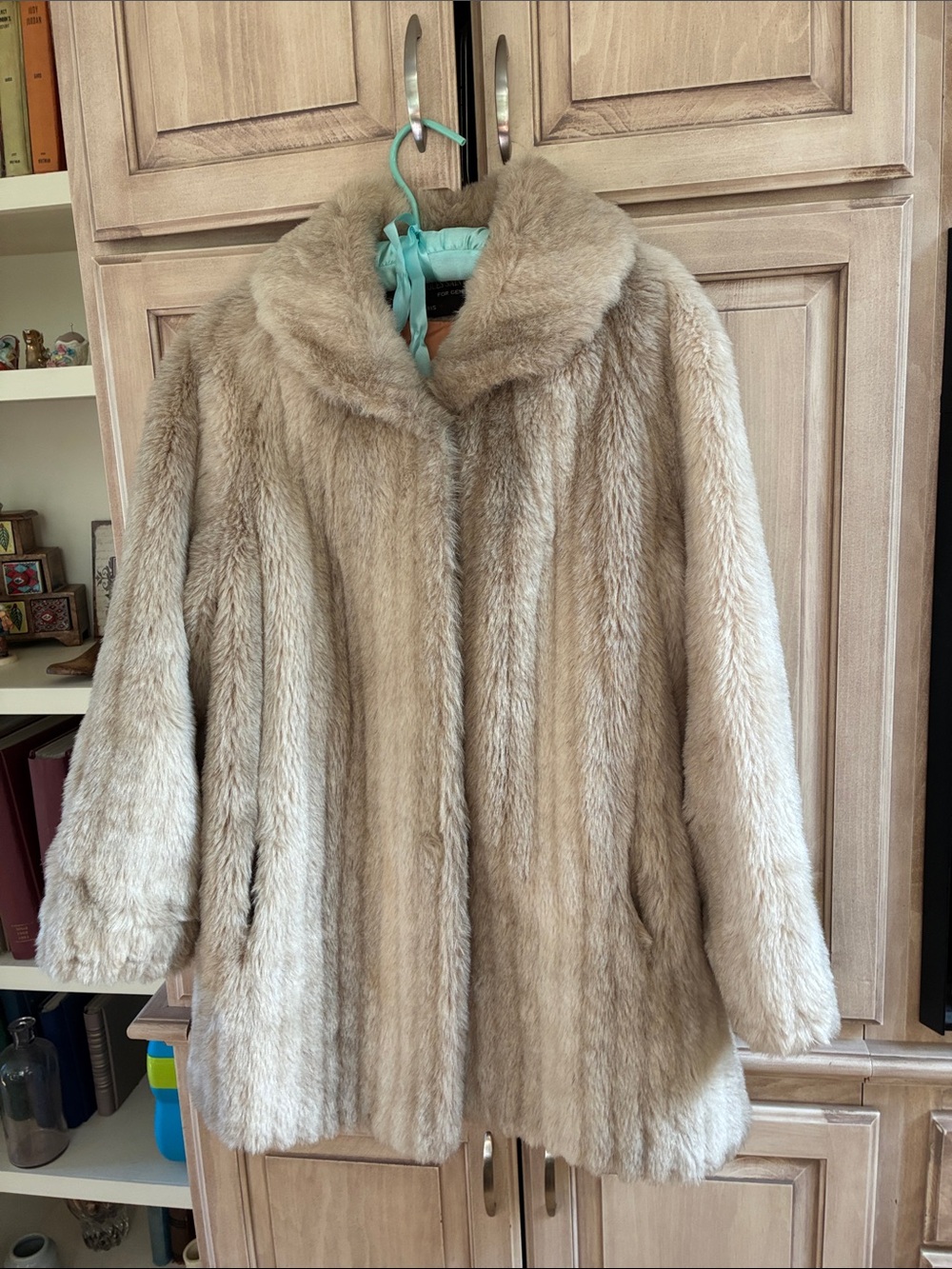 Jacques Saint Laurent Women's Faux Fur Coat in Light beige